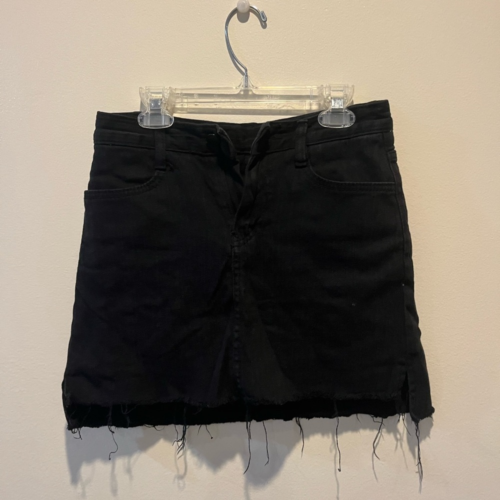 Black Denim Mini Skirt with shorts